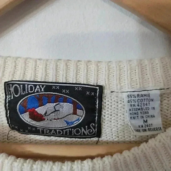 Vintage Holiday Traditions Cotton Blend Crewneck Pullover Women's Sweater M - Picture 4 of 7